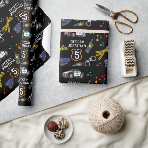 Papier Cadeau Mignonne officier de police et fête d'anniversaire