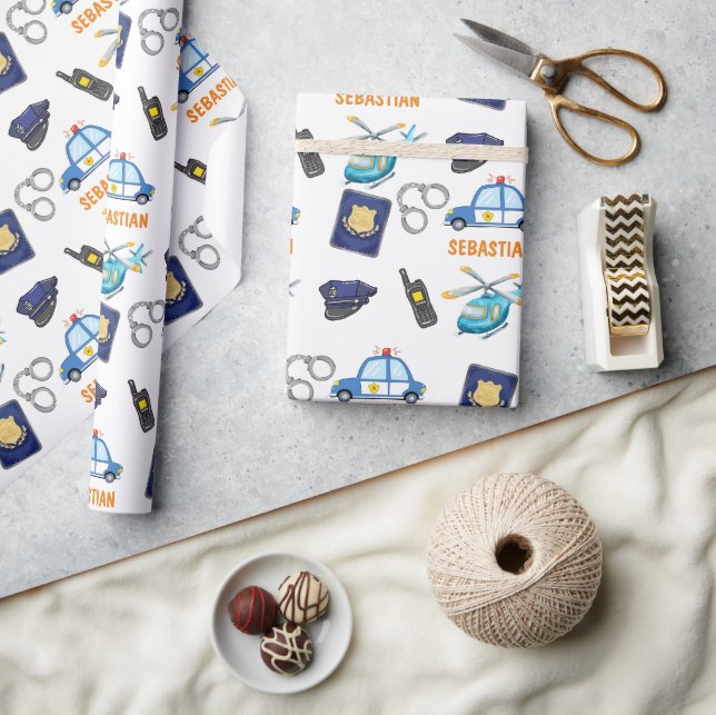 Papier Cadeau Mignonne officier de police et fête d'anniversaire (Artisanat)