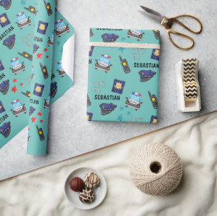 Papier Cadeau Mignonne officier de police et fête d'anniversaire