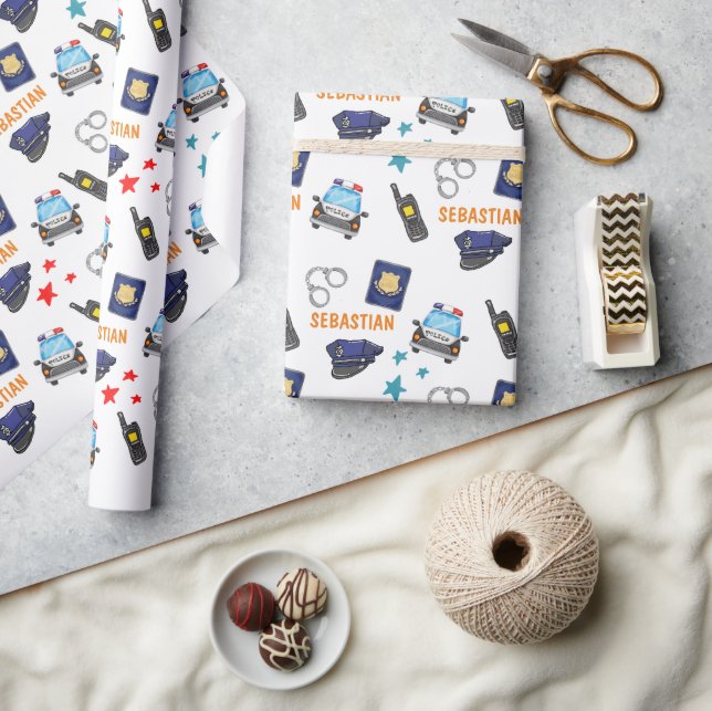 Papier Cadeau Mignonne officier de police et fête d'anniversaire (Artisanat)