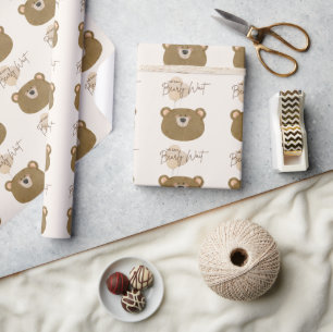 Papier Cadeau Mignonne Ours Nous Pouvons Attendre Baby shower Se