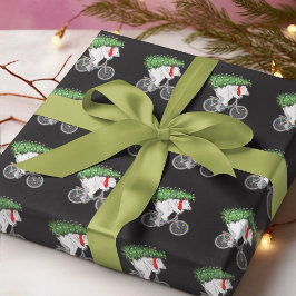 Papier Cadeau Mignonne Ours Portant Un Cadeau Arbre De Noël Pour