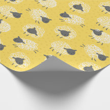 Mignonne Petit mouton laineux blanc brun sur jaune