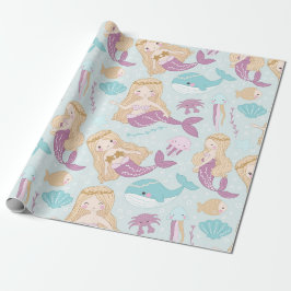 Papier Cadeau Mignonne Petite Sirène Sous Le Motif De Mer