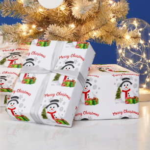 Papier Cadeau Mignonne pour les enfants Joyeux bonhomme de neige