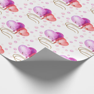 Papier Cadeau Mignonne Saint Valentin Motif de ballons rouges et
