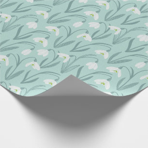 Papier Cadeau Mignonne Snowdrops menthe