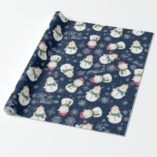 Papier Cadeau Mignonne Snowman Snowflake Noël Whimsical