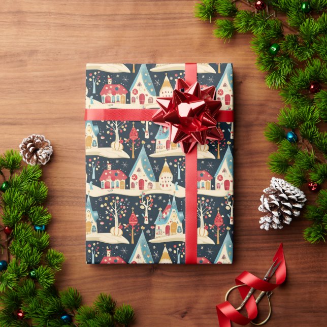 Papier Cadeau Mignonne Whimsical Fun & Festive Christmas Village (Cadeau de vacances)