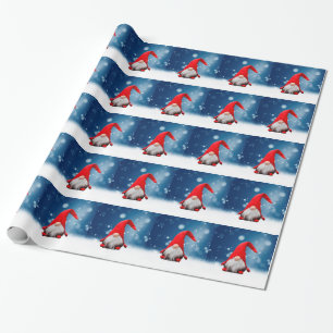 Papier Cadeau Mignonnes Etoiles de neige Père Noël Noël