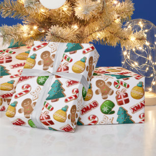 Papier Cadeau Mignons biscuits en pain d'épices motif de Noël