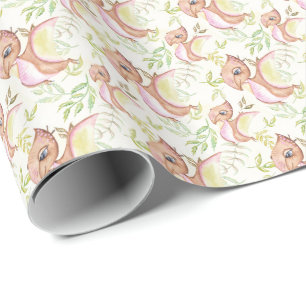 Papier Cadeau *~* Mignons Dinosaures Dragon Whimsical Bélier Dou