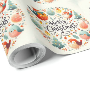 Papier Cadeau Mignons renards et lapins de Noël moelleux