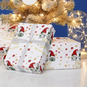 Papier Cadeau Mignons Trois Gnomes Joyeux Noël Famille