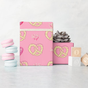Papier Cadeau Mikitiez mignon bretzel pain douillet pâte valenti