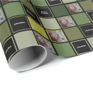 Papier Cadeau Militaires - Vert de l'Armée - Nom personnalisé 