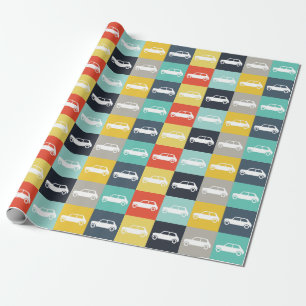 Papier Cadeau Mini-Cooper en damier Vintage