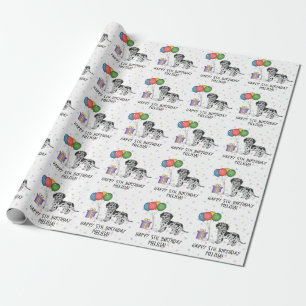 Papier Cadeau Mini Goldendoodle Merle Bleu Dessin Animé Annivers