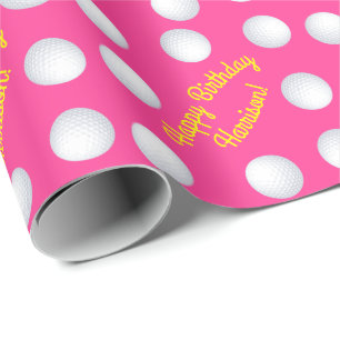 Papier Cadeau Mini Golf Balls Anniversaire Fête Enfants Rose
