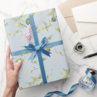 Papier Cadeau Mini pastèque botanique gris bleu doux