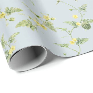 Papier Cadeau Mini pastèque botanique gris bleu doux