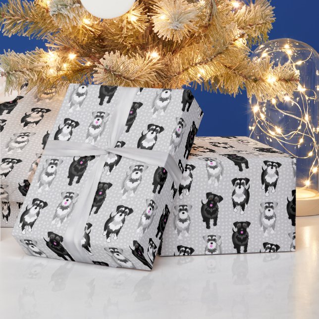 Papier Cadeau Miniature mignonne ou Motif Schnauzer standard (Vacances)