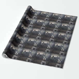 Papier Cadeau Miniature Schnauzer Halloween Épouvantable