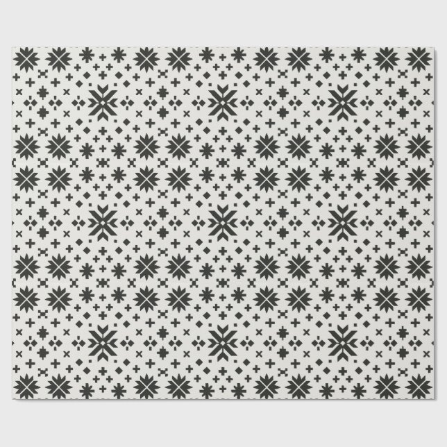 Papier Cadeau Minimal Folk Geometry Seamless Pattern  (Plat)