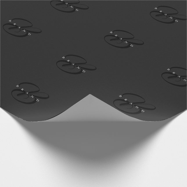 Papier Cadeau Minimal gris foncé noir Elegant Monogramme Société (Coin)