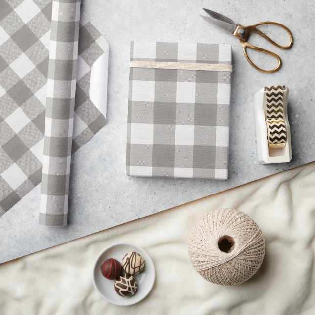 Papier Cadeau Minimal Monochrome Plaid Holiday (Artisanat)