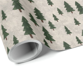 Papier Cadeau Minimal Pine Trees Pattern Wrapping Paper