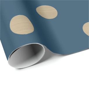 Papier Cadeau Minimal Pois Blue Navy Gold Sepia Metallic