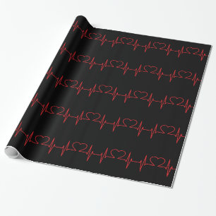 Papier Cadeau Minimal simple coeur rouge Beat Infirmière Médical