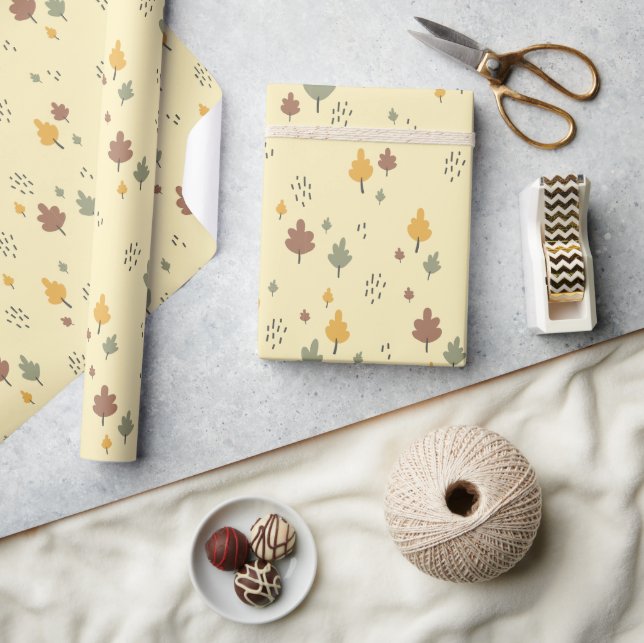 Papier Cadeau Minimalist Autumn Leaves  (Artisanat)