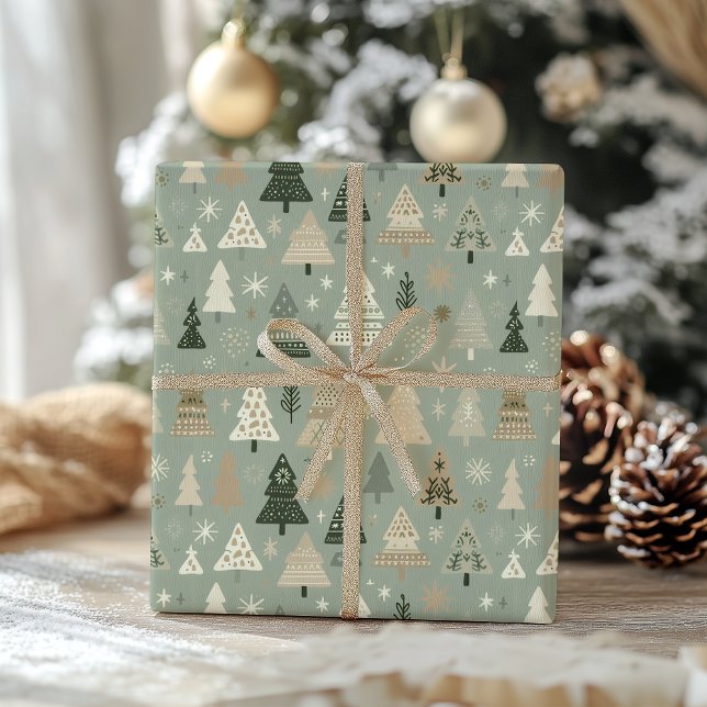Papier Cadeau Minimalist Pastel Christmas Tree Holiday (Créateur téléchargé)