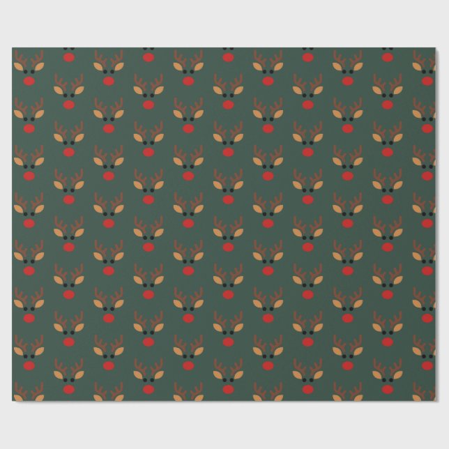 Papier Cadeau Minimalist Rudolph Reindeer (Plat)