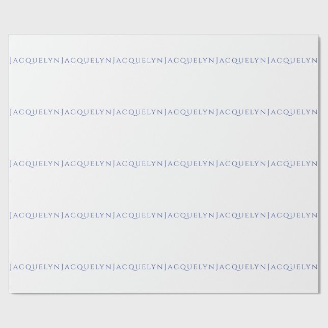 Papier Cadeau Minimalist White Blue Plain Elegant Modern Name (Plat)