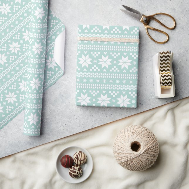 Papier Cadeau Mint Fair Isle Sweat de Noël Motif (Artisanat)