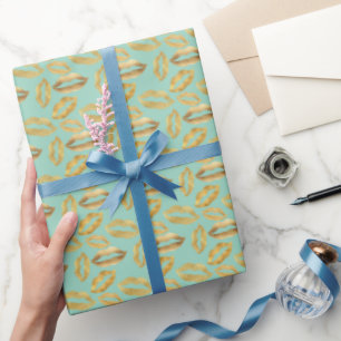 Papier Cadeau Mint Gold Sparkle Glitz Lièvres Baisers