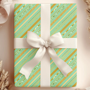 Papier Cadeau Mint & Gold Stripe Luxe