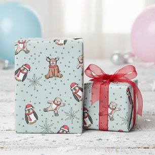 Papier Cadeau Mint Green Babys First Christmas Winter Animaux