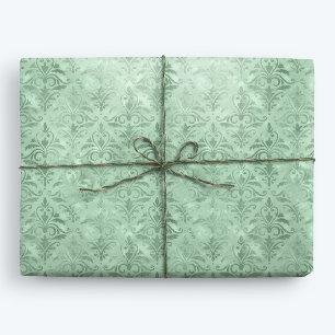 Papier Cadeau Mint Green Elegant Victorian Damask