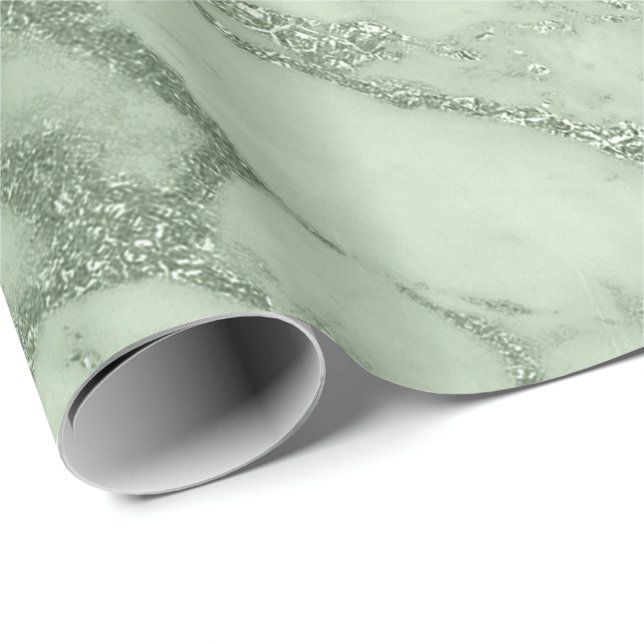 Papier Cadeau Mint Green Pastel Marbre Pierre Métal Abstrait Lux (Coin rond)