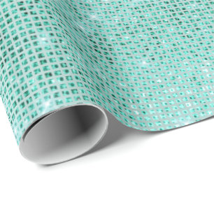 Papier Cadeau Mint Ocean Beach Aqua Sparkly Diamond Metallic