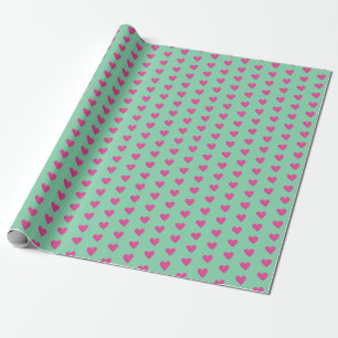 Papier Cadeau Mint Pink Heart Motif Hearts Day GIft
