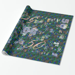 Papier Cadeau Minuit Peacock Plumes Etching Style Décor