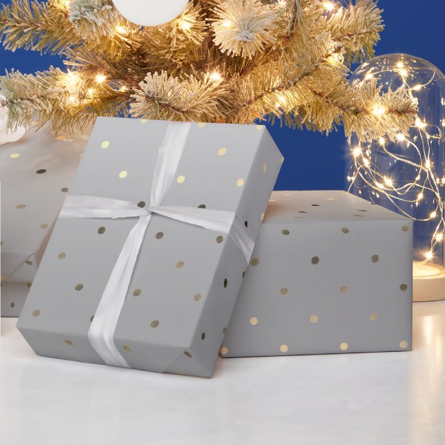 Papier Cadeau Minuscule Pois d'or de Noël Elégant (Vacances)