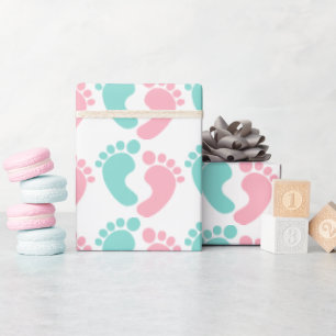 Papier Cadeau Minuscules empreintes de pieds bébé Reveal Douche 