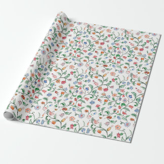 Papier Cadeau Minuscules Twines florales sur papier d'emballage