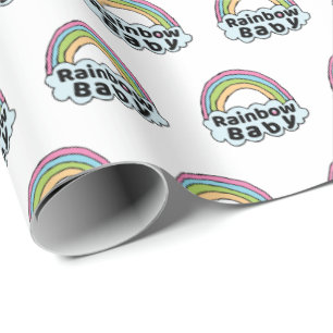 Papier Cadeau Miracle de naissance de bébé pastel Rainbow